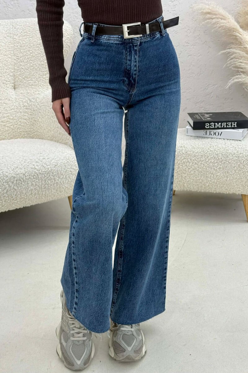 BELT DETAIL SIMPLE WOMEN JEANS BLUE/BLU - 1