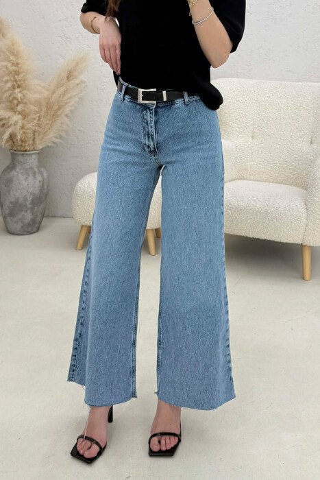 BELT DETAIL SIMPLE WOMEN JEANS LIGHTBLUE/BZ 