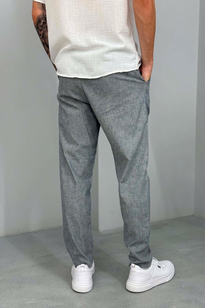 BELT DETAIL STRIPE DESIGN MEN PANTS BLUE/BLU - 3