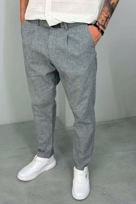 BELT DETAIL STRIPE DESIGN MEN PANTS BLUE/BLU - 4