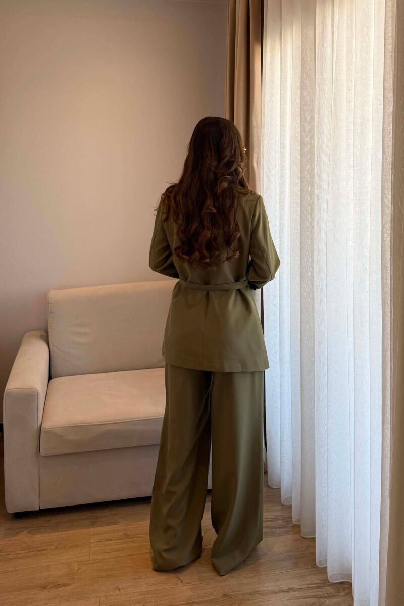 BELT DETAIL JACKET + ELASTIC WAIST TROUSERS WOMAN SET OLIVE/ULLI - 5
