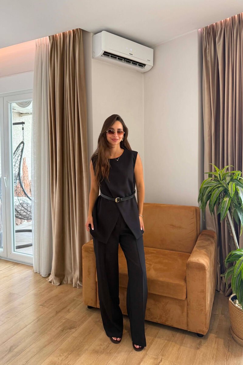 BELT DETAIL VEST + TROUSERS WOMAN SET BLACK/ E ZEZE - 2
