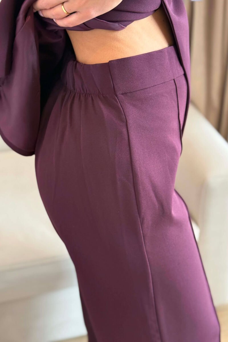 BELT DETAIL VEST + TROUSERS WOMAN SET BURGUNDY/VISHNJE - 5