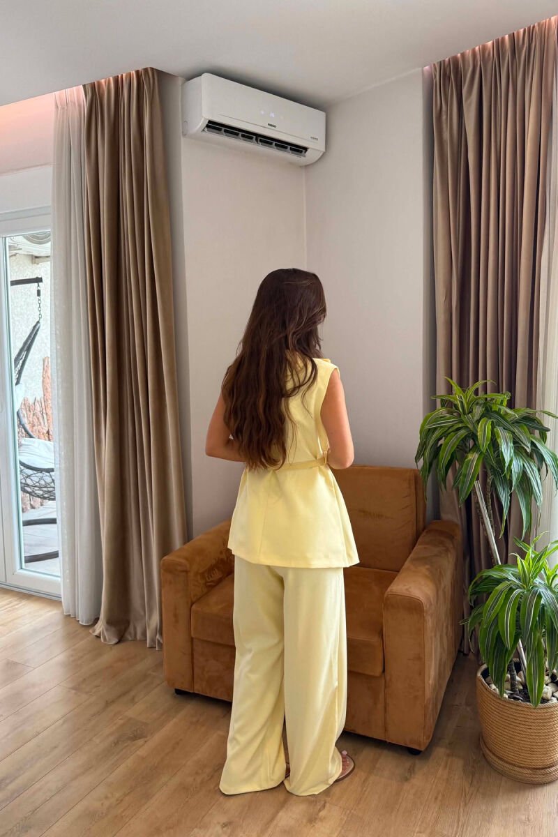 BELT DETAIL VEST + TROUSERS WOMAN SET YELLOW/E VERDHE - 3