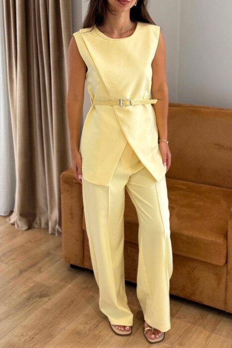BELT DETAIL VEST + TROUSERS WOMAN SET YELLOW/E VERDHE - 6