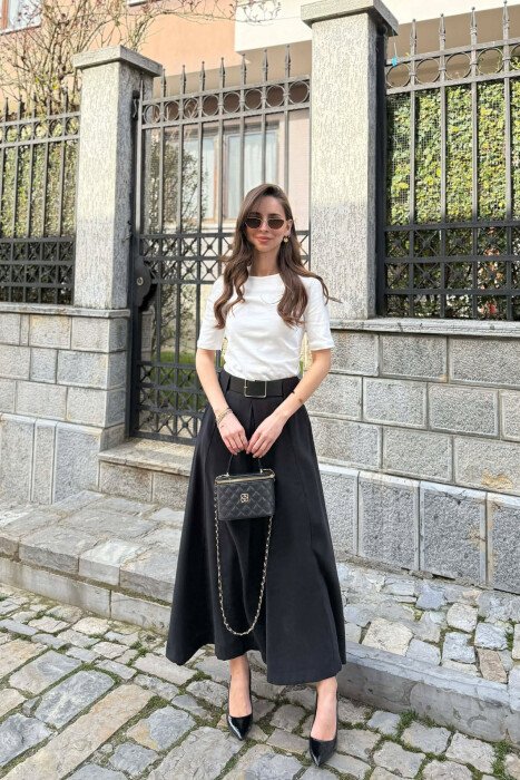 BELT DETAIL WOMAN SKIRT BLACK/ E ZEZE - 5