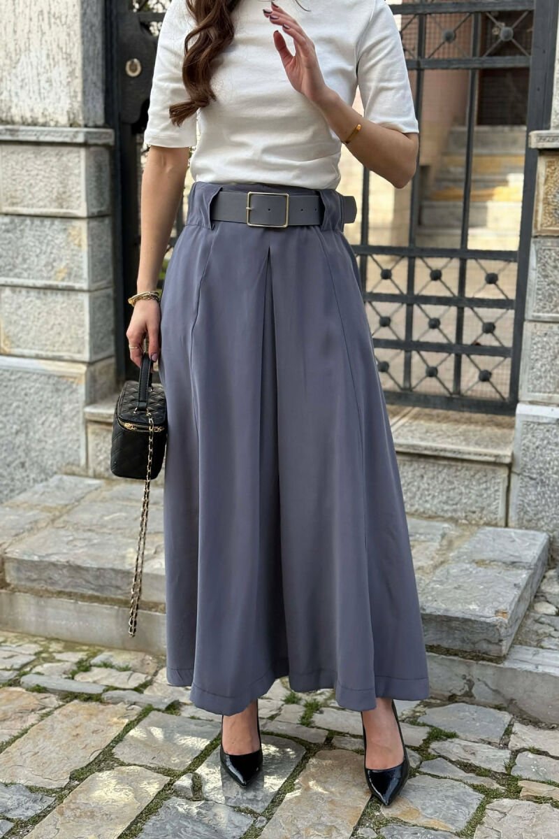 BELT DETAIL WOMAN SKIRT GREY/GRI - 5