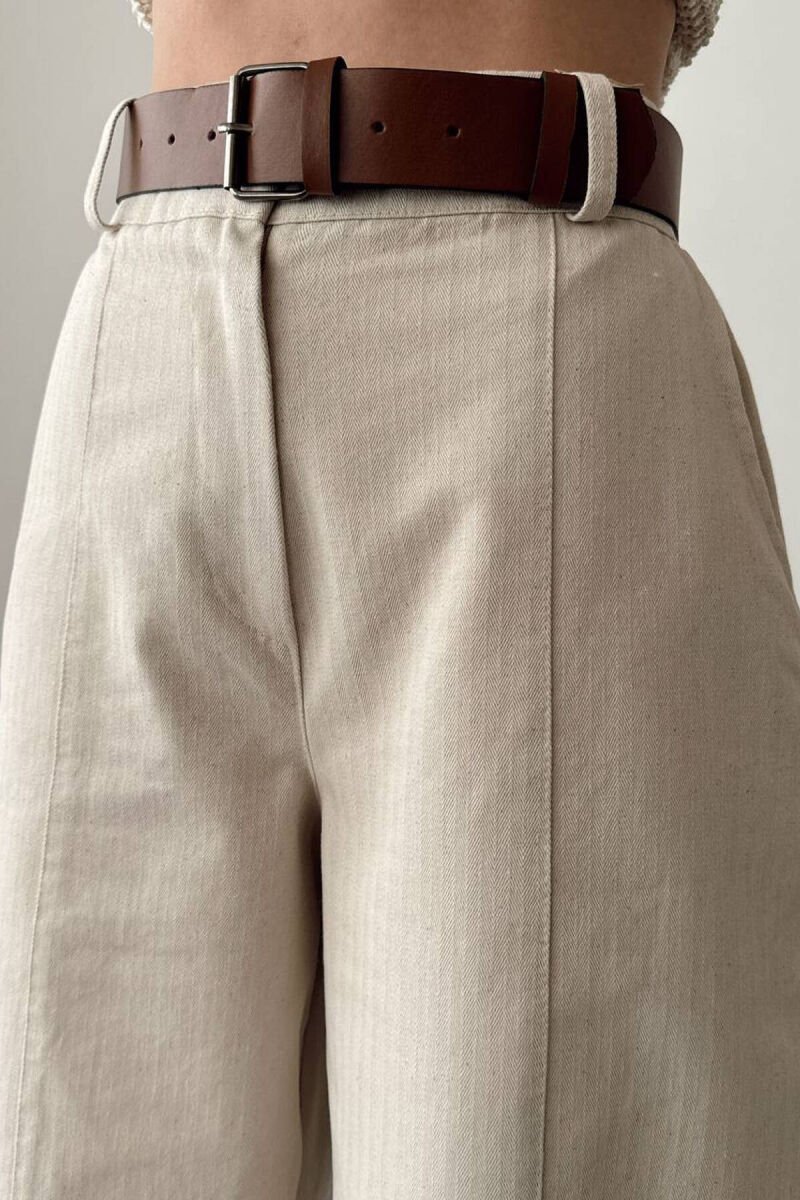 BELT ONE COLOR WOMAN TROUSERS BEIGE/BEZHE - 4