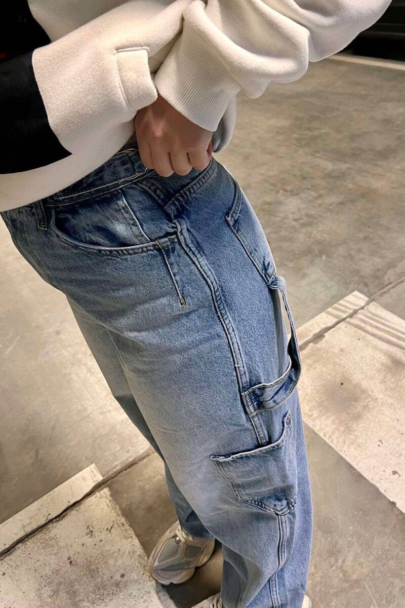 BELT DETAILS BAGGY WOMEN JEANS LIGHTBLUE/BZ - 6