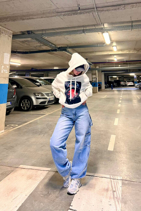 XHINSE TË GJERA ME DETAJIN E RRIPAVE PËR FEMRA NË NGJYRËN BLU E ZBARDHUR - KLAUDIO FASHION