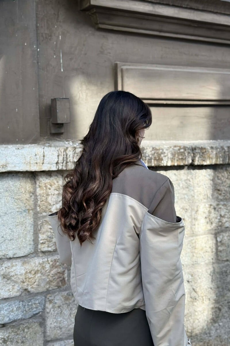 BELT DETAILS CROPPED WOMEN JACKET OLIVE/ULLI - 5