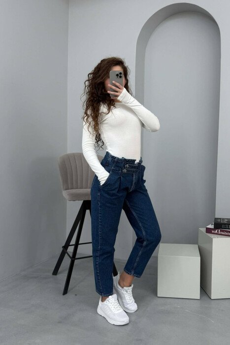 BELT DETAILS ONE COLOR WOMEN JEANS BLUE/BLU - 4