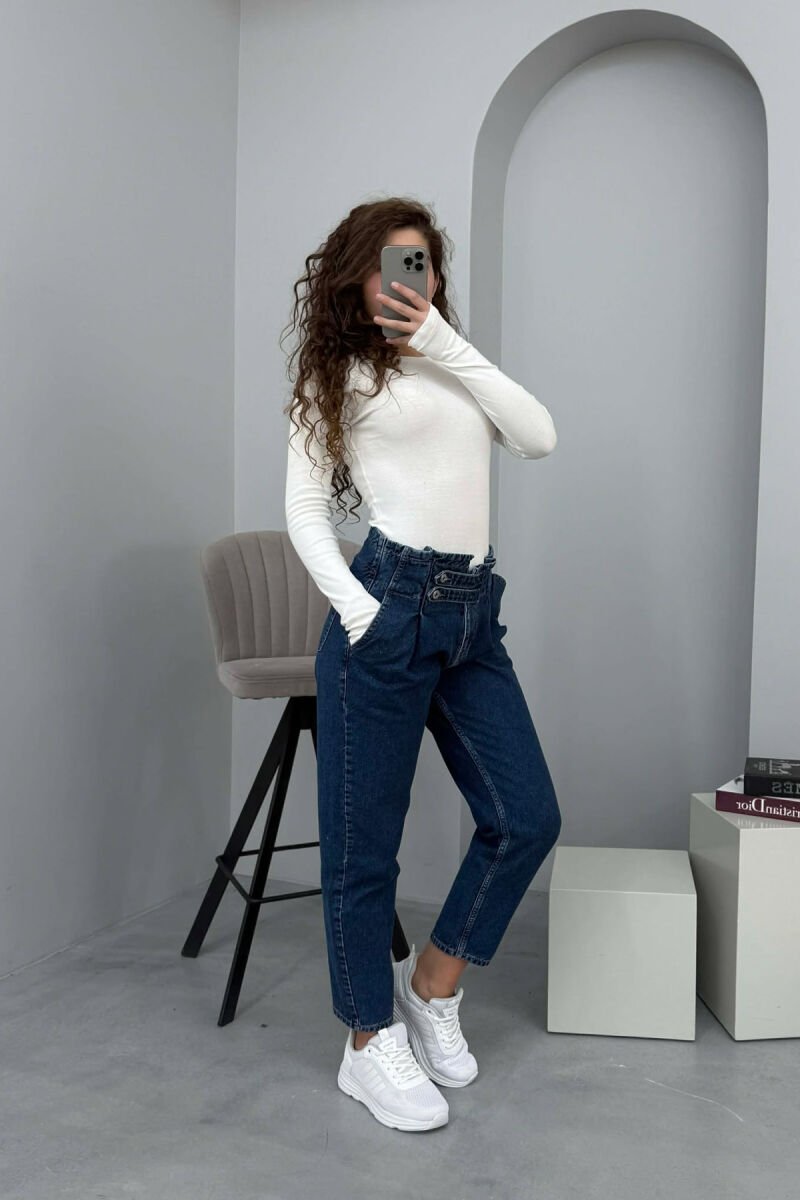 BELT DETAILS ONE COLOR WOMEN JEANS BLUE/BLU - 4