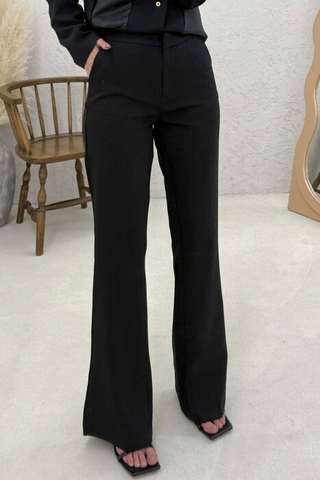 BELT ONE COLOR JACKET+TROUSERS WOMEN SET BLACK/ E ZEZE - 5