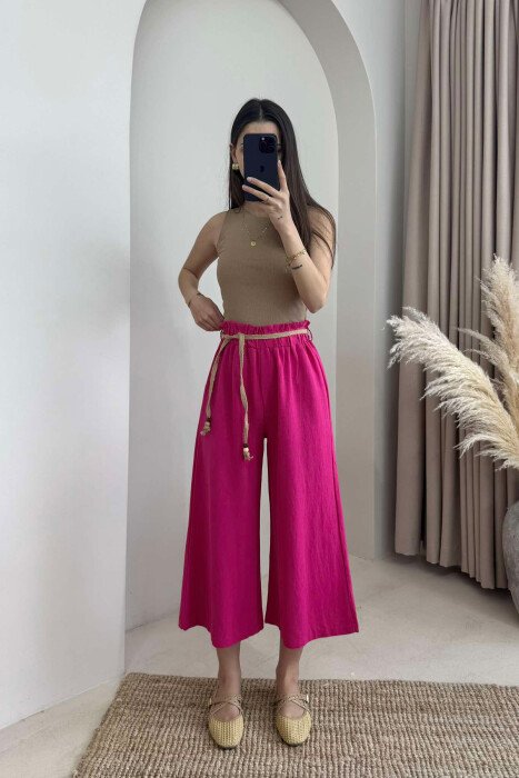 BELT ONE COLOR WOMAN TROUSERS FUCHSIA/CIKLAMI - 1