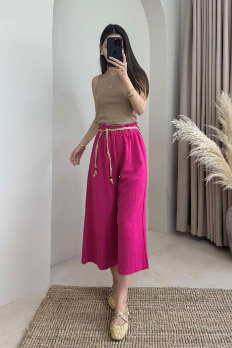 BELT ONE COLOR WOMAN TROUSERS FUCHSIA/CIKLAMI - 2