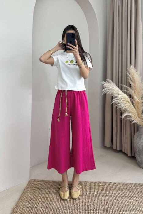 BELT ONE COLOR WOMAN TROUSERS FUCHSIA/CIKLAMI - 4