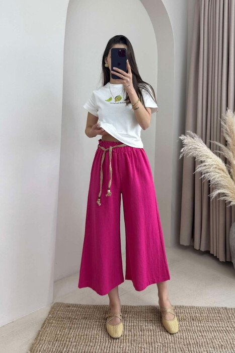 BELT ONE COLOR WOMAN TROUSERS FUCHSIA/CIKLAMI - 5