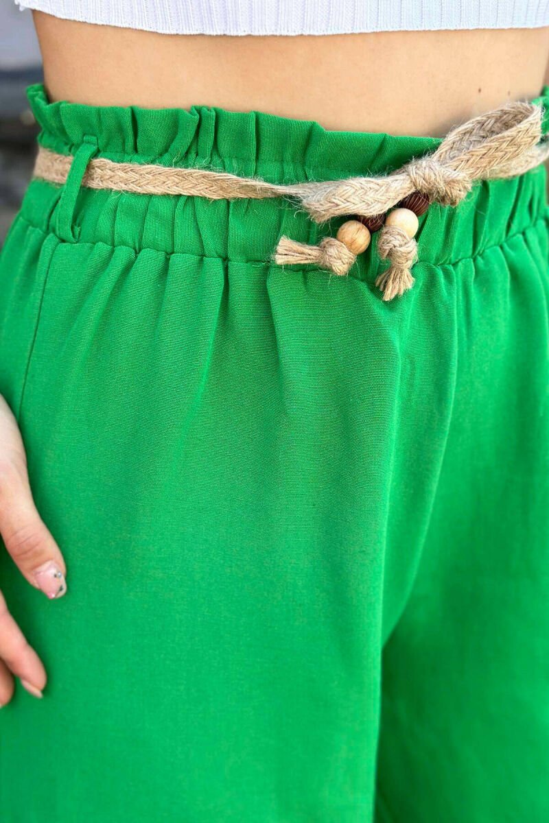 BELT ONE COLOR WOMAN TROUSERS GREEN/JESHILE - 3