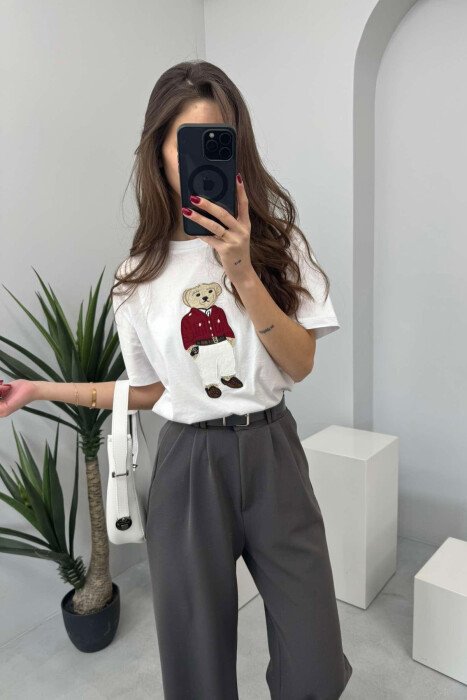 ONE COLOR BELT WOMEN TROUSERS GREY/GRI - 3