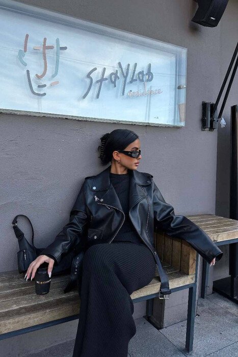 BELT ZIPPER LEATHER WOMAN JACKET BLACK/ E ZEZE - 3