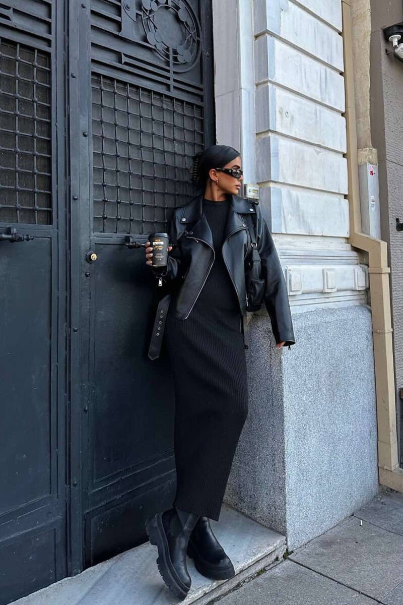 BELT ZIPPER LEATHER WOMAN JACKET BLACK/ E ZEZE - 7
