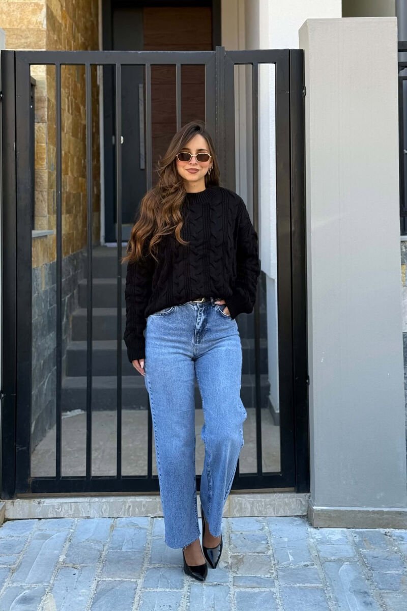 BELTED ONE COLOR STRAIGHT WOMEN JEANS BEAUBLUE/BBL - 1