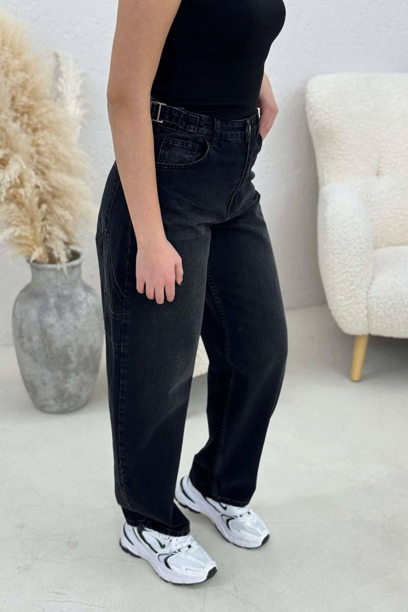 BELTS DETAIL WOMEN JEANS BLACK/ E ZEZE - 6