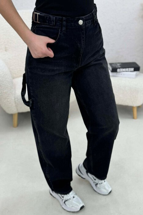 BELTS DETAIL WOMEN JEANS BLACK/ E ZEZE - 10