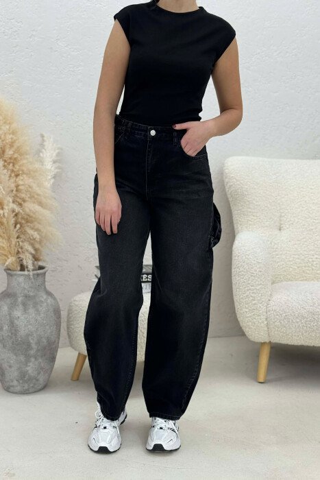 BELTS DETAIL WOMEN JEANS BLACK/ E ZEZE - 11