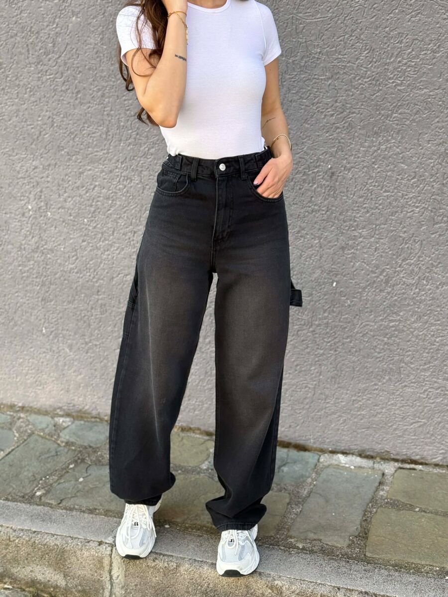 BELTS DETAIL WOMEN JEANS BLACK/ E ZEZE - 1