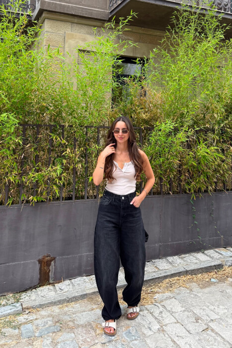BELTS DETAIL WOMEN JEANS BLACK/ E ZEZE - 3