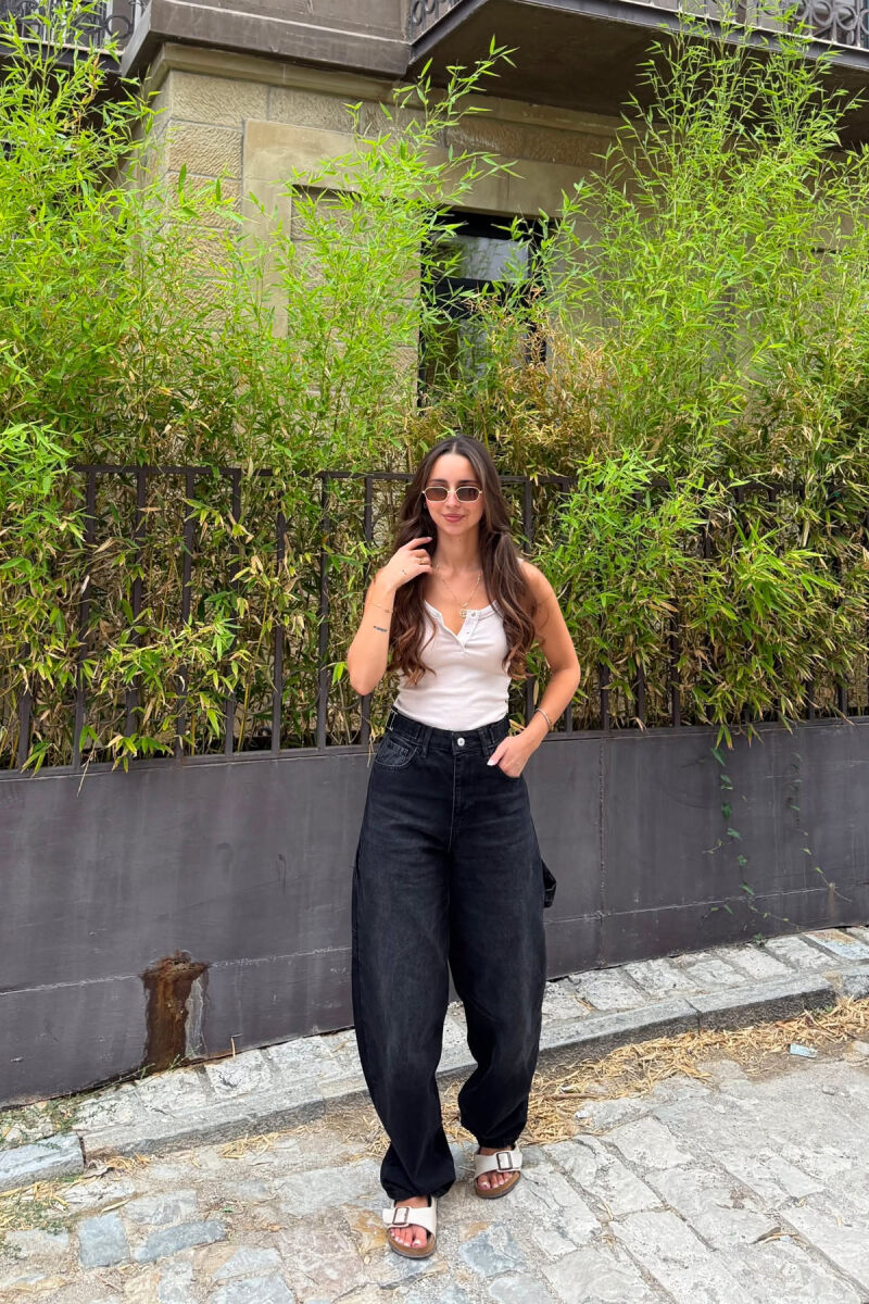 BELTS DETAIL WOMEN JEANS BLACK/ E ZEZE - 3