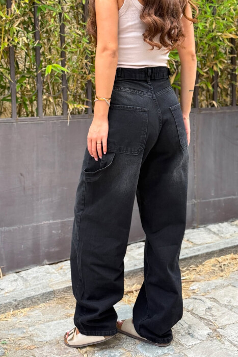 BELTS DETAIL WOMEN JEANS BLACK/ E ZEZE - 5