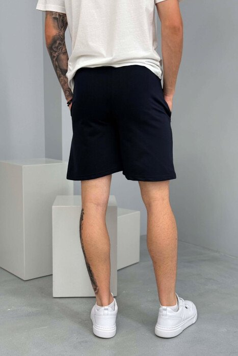 BIG BOSS WRITTING MEN SHORT SWEATPANTS DARK BLUE/BEE - 3