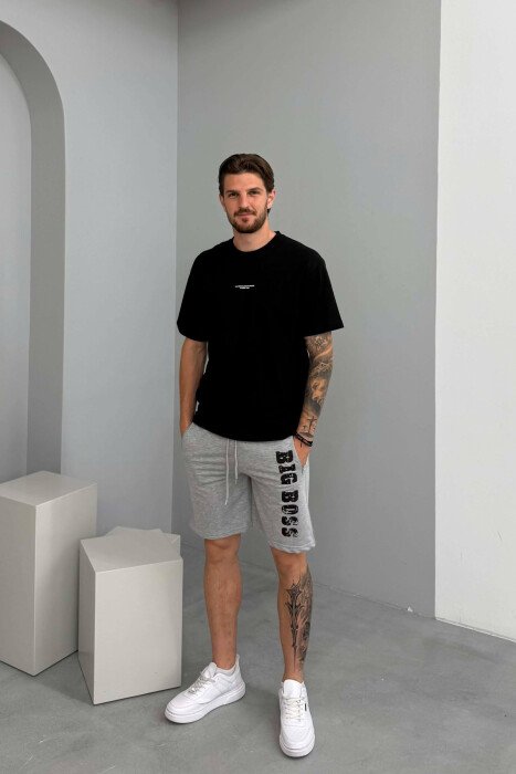 BIG BOSS WRITTING MEN SHORT SWEATPANTS GREY/GRI 