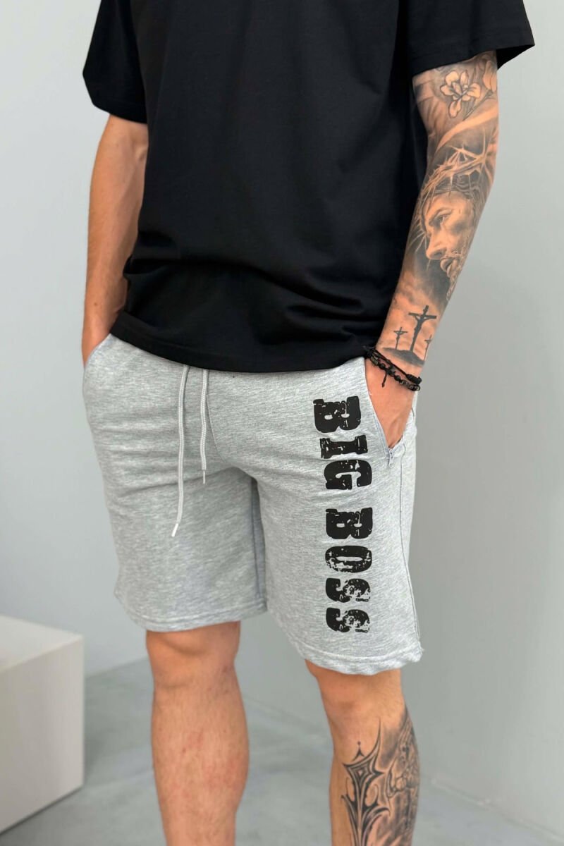 BIG BOSS WRITTING MEN SHORT SWEATPANTS GREY/GRI - 2