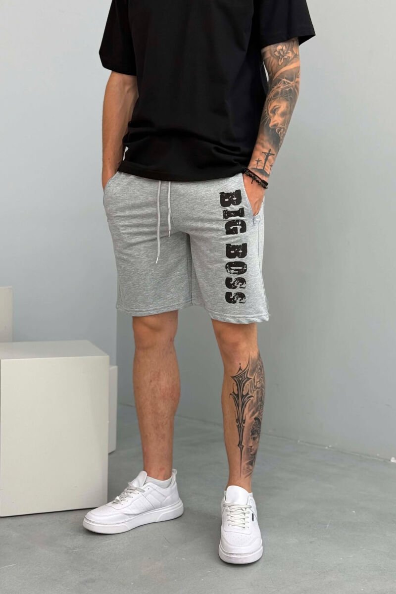 BIG BOSS WRITTING MEN SHORT SWEATPANTS GREY/GRI - 4