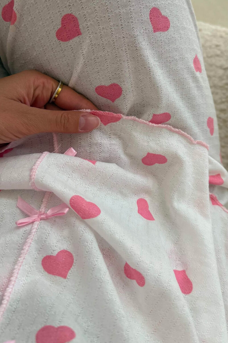 BIG HEARTS DESIGN SHIRT+TROUSERS WOMEN PYJAMAS WHITE-PINK/BARO - 3