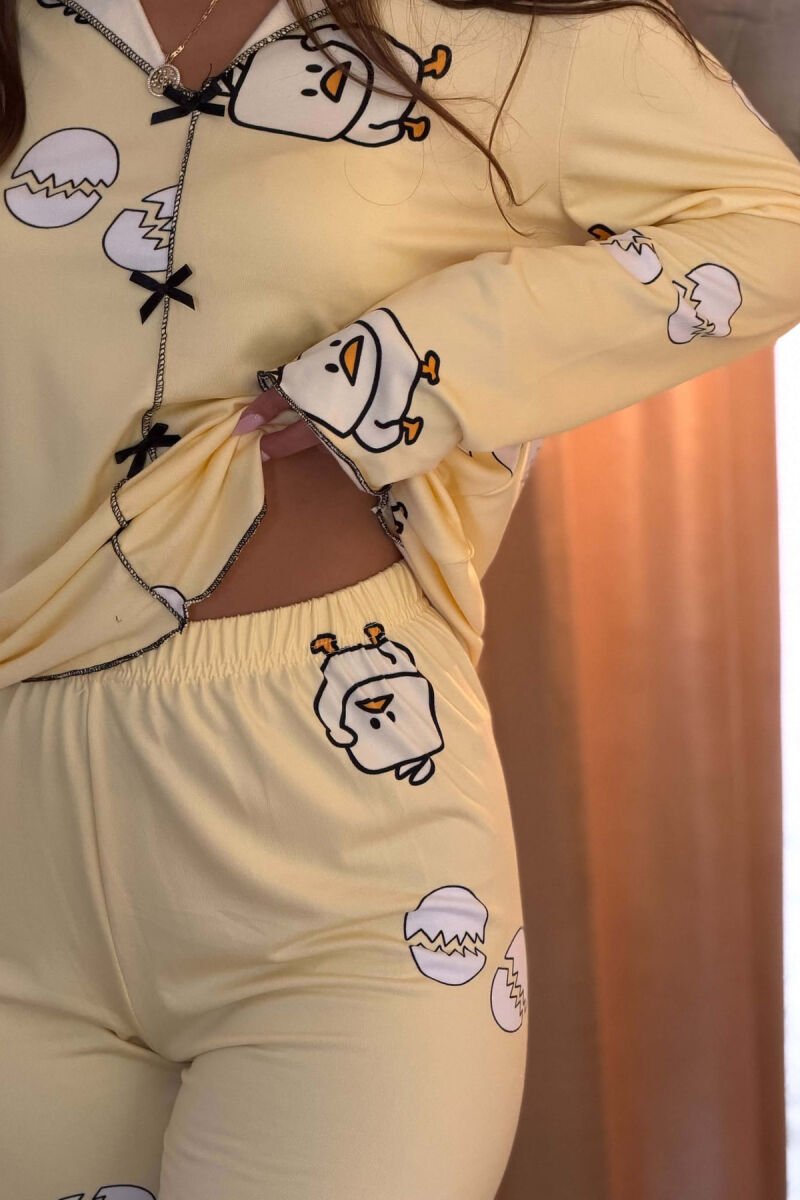 BIRD DESIGN SHIRT+ TROUSERS WOMEN PYJAMAS YELLOW/E VERDHE - 5