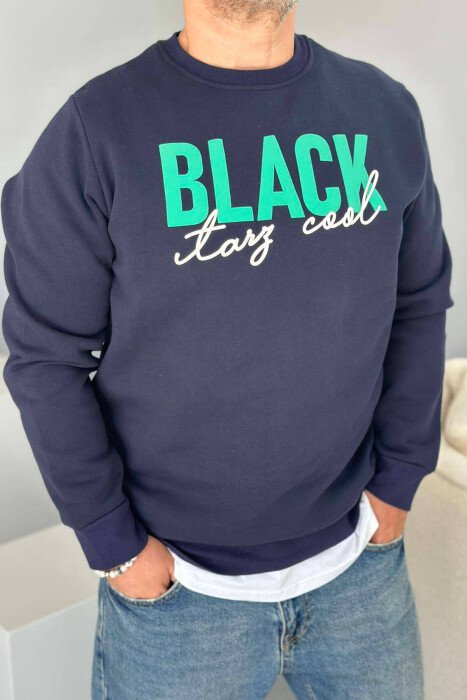 BLUZË ME SHKRONJA PARA PËR MESHKUJ NË NGJYRË BLU E ERRËT - KLAUDIO FASHION