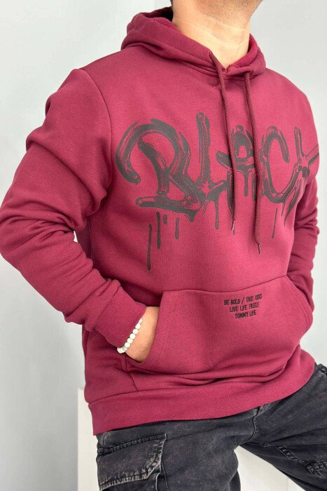 BLACK FRONT WRITTINGS MEN HOODIE BURGUNDY/VISHNJE - 1