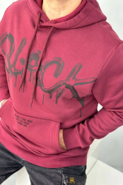 BLACK FRONT WRITTINGS MEN HOODIE BURGUNDY/VISHNJE - 3