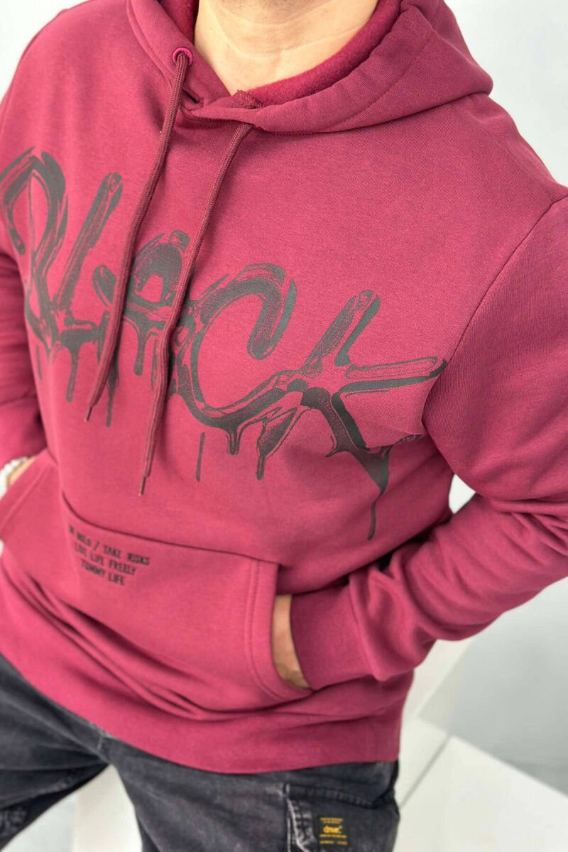 BLACK FRONT WRITTINGS MEN HOODIE BURGUNDY/VISHNJE - 3