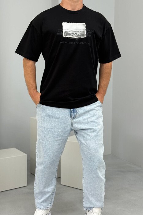 FRONT IMAGE SIMPLE MEN T-SHIRT BLACK/ E ZEZE 