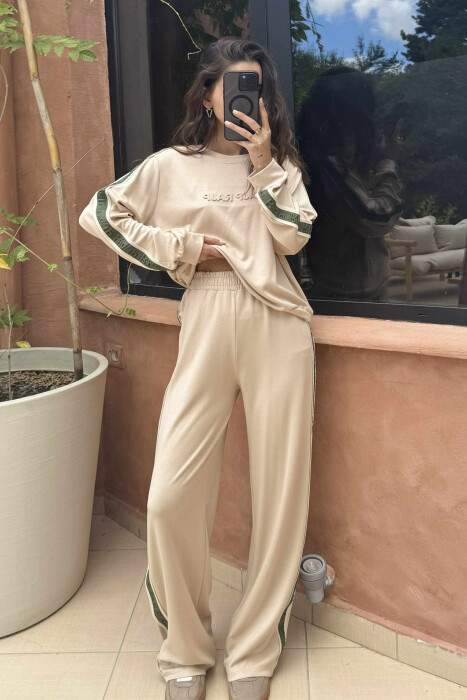 BLOUSE+SWEATPANTS SIDE LINES WOMEN SET BEIGE/BEZHE - 2