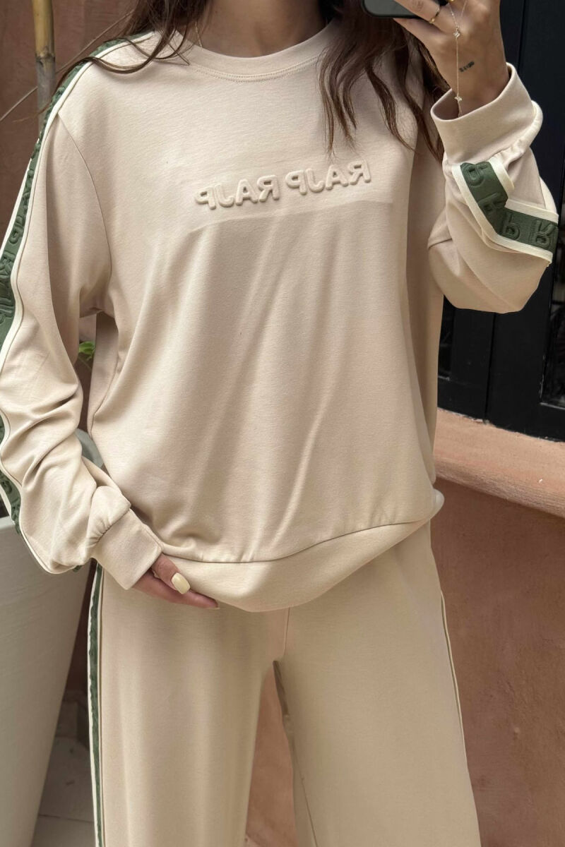 BLOUSE+SWEATPANTS SIDE LINES WOMEN SET BEIGE/BEZHE - 4