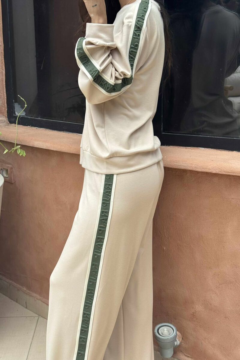 BLOUSE+SWEATPANTS SIDE LINES WOMEN SET BEIGE/BEZHE - 6