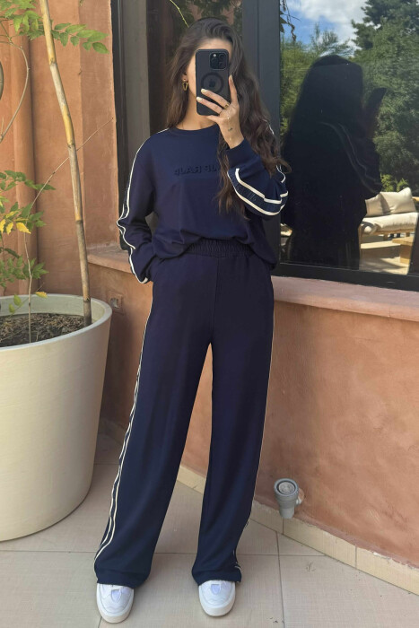 KOSTUM ME VIJA ANASH BLUZË +TUTA PËR FEMRA NË NGJYRËN BLU - KLAUDIO FASHION