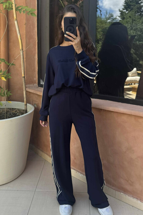 BLOUSE+SWEATPANTS SIDE LINES WOMEN SET BLUE/BLU - 2